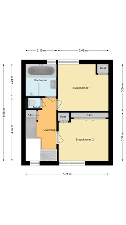 Floorplan - Korte Waarder 13, 2415 AS Nieuwerbrug aan den Rijn
